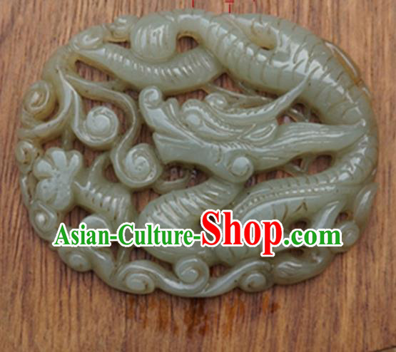 Chinese Handmade Jewelry Accessories Carving Dragon Jade Pendant Ancient Traditional Jade Craft Decoration