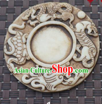 Chinese Handmade Carving Four Beasts Jade Pendant Jewelry Accessories Ancient Traditional Jade Craft Decoration