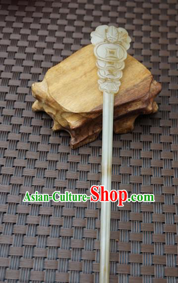 Chinese Handmade Jade Carving Bat Hair Clip Ancient Jade Hairpins Hair Accessories for Women for Men
