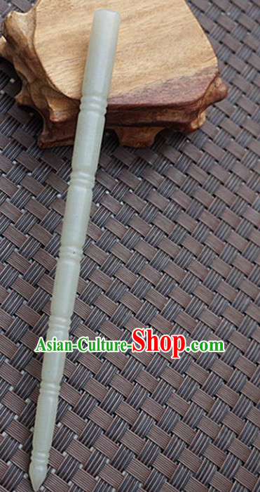 Handmade Chinese Jade Carving Bamboo Hair Clip Ancient Swordsman Jade Hairpins Hair Accessories for Women for Men