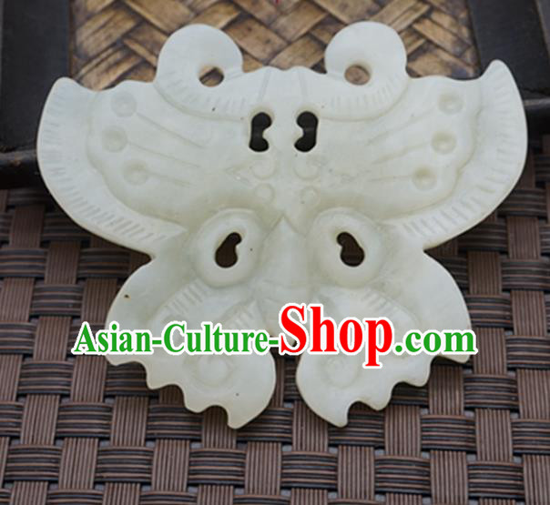 Handmade Chinese Carving Butterfly Jade Pendant Ancient Traditional Jade Craft Decoration