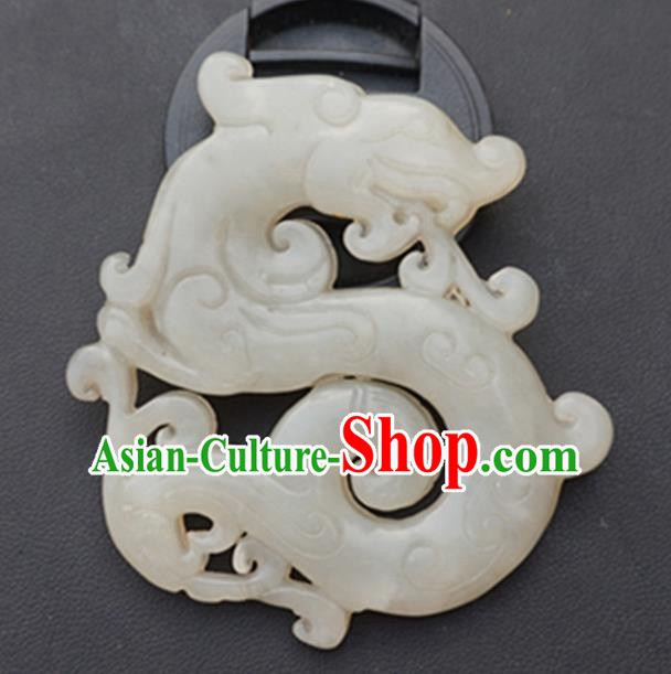 Handmade Chinese Carving Dragon Jade Waist Pendant Ancient Traditional Jade Craft Decoration