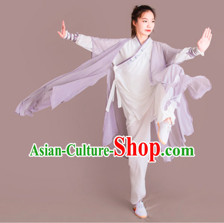 Top Chinese Classical Competition Championship Professional Tai Chi Uniforms Clothing and Mantle Complete Set for Women or Men
