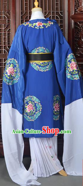 Handmade Chinese Beijing Opera Old Women Royalblue Costume Peking Opera Actress Embroidered Dress for Women