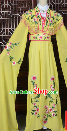 Handmade Chinese Beijing Opera Princess Costume Peking Opera Actress Embroidered Yellow Dress for Women