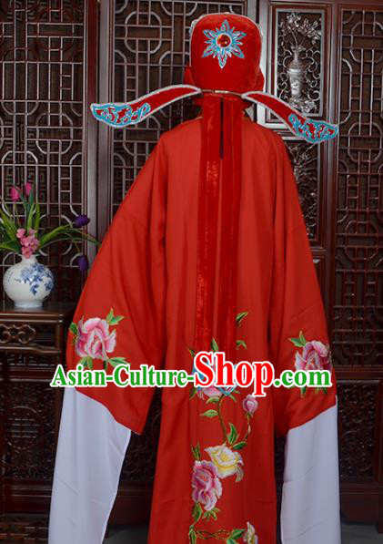Handmade Chinese Beijing Opera Niche Red Costume Peking Opera Scholar Clothing for Men