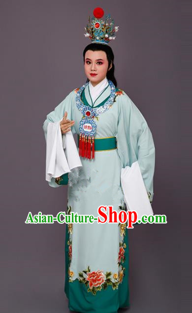 Handmade Chinese Beijing Opera Niche Green Costume Traditional Peking Opera Nobility Childe Clothing for Men