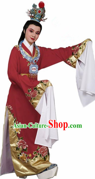Handmade Chinese Beijing Opera Niche Red Costume Traditional Peking Opera Nobility Childe Clothing for Men