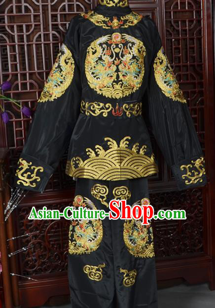 Handmade Chinese Beijing Opera Takefu Black Costume Traditional Peking Opera Soldier Clothing for Men
