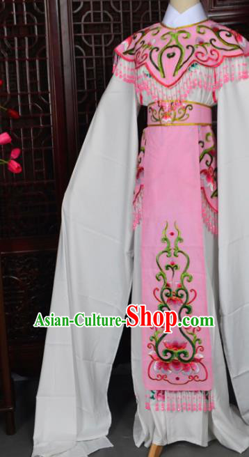 Handmade Chinese Beijing Opera Princess Light Pink Embroidered Dress Traditional Peking Opera Diva Costume for Women