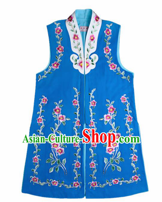 Handmade Chinese Beijing Opera Blue Vest Traditional Peking Opera Diva Costume for Women