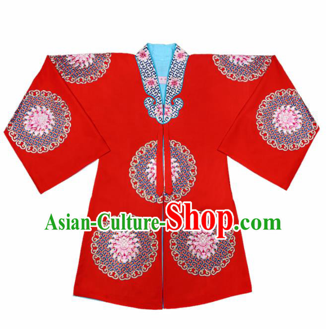 Handmade Chinese Beijing Opera Embroidered Red Cape Traditional Peking Opera Diva Costume for Women