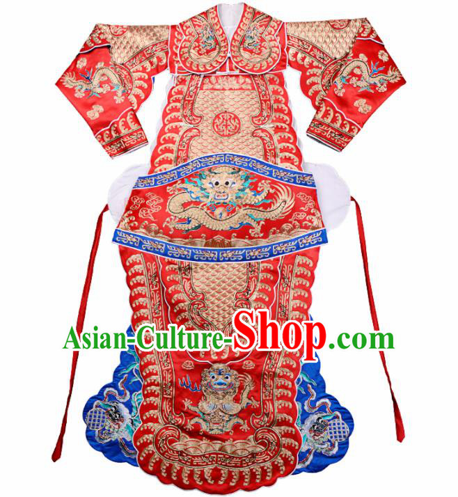 Handmade Chinese Beijing Opera General Red Costume Traditional Peking Opera Takefu Clothing for Men