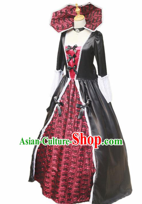 Europe Medieval Traditional Queen Costume European Witch Black Dress for Women