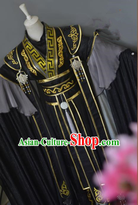 Traditional Chinese Cosplay Crown Prince Clothing Ancient Swordsman Costume for Men