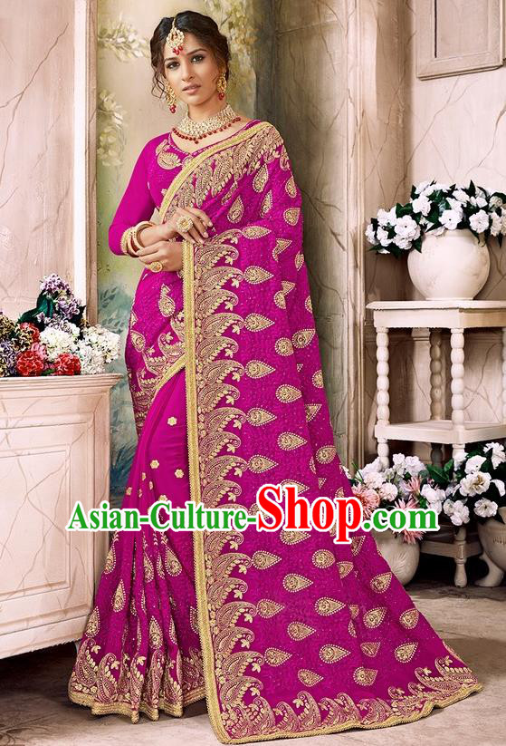 Indian Traditional Court Costume Asian India Purple Sari Dress Bollywood Queen Clothing for Women