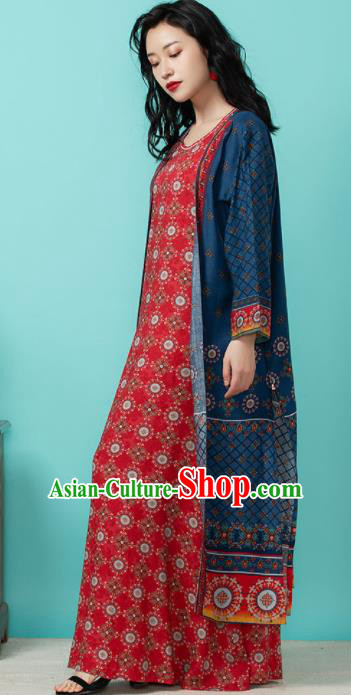 Asian India Traditional Punjabi Costumes South Asia Indian National Informal Navy Blouse and Dress for Women