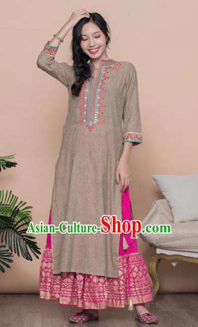 Asian India Traditional Costumes South Asian Indian National Blouse and Dress for Women