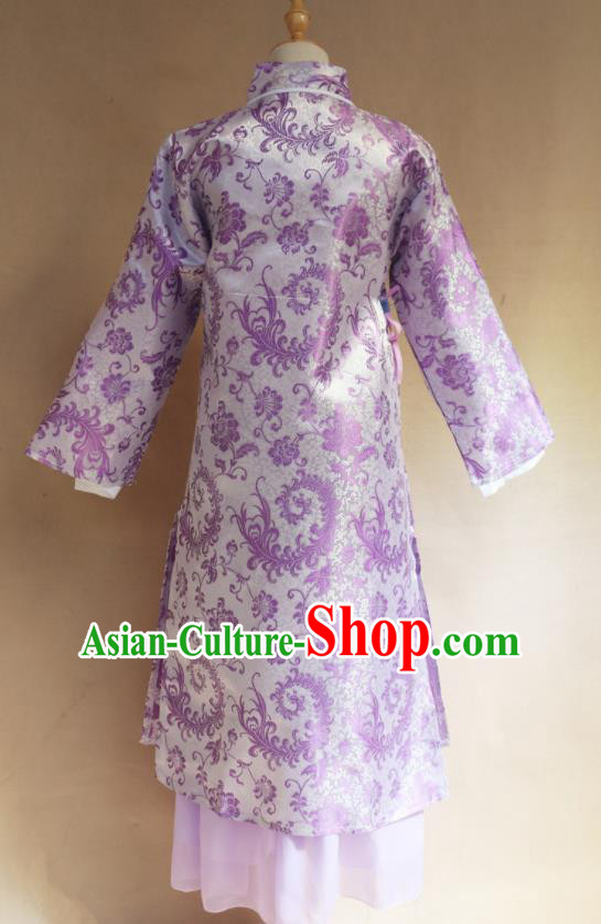 Traditional Chinese Ming Dynasty Young Lady Purple Hanfu Dress Ancient Maidservants Costume for Women