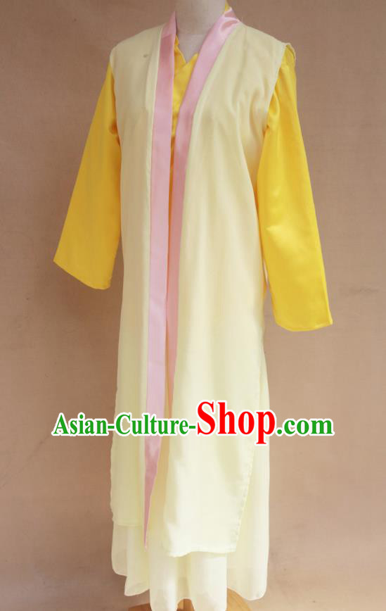 Traditional Chinese Ming Dynasty Young Lady Yellow Hanfu Dress Ancient Maidservants Costume for Women