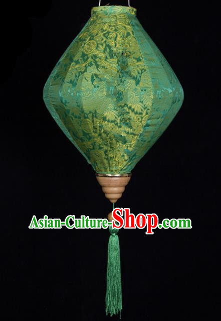 Chinese Traditional New Year Lantern Handmade Green Diamond Lanterns Ceiling Lamp