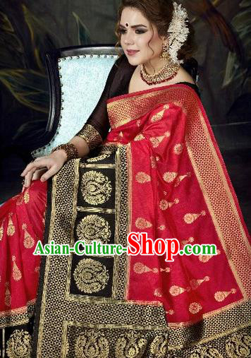 Asian India Traditional Bollywood Red Sari Dress Indian Court Queen Costume for Women