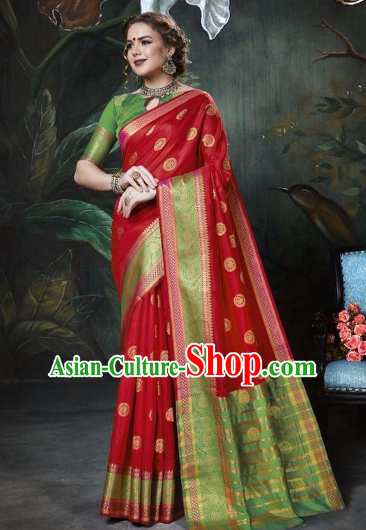 Asian India Traditional Bollywood Red Sari Dress Indian Court Queen Costume for Women