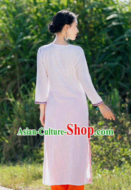 South Asian India Traditional Punjabi Costumes Asia Indian National White Blouse and Pants for Women