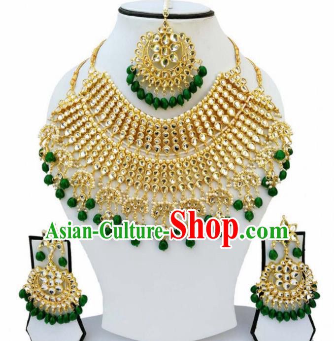 South Asian India Traditional Jewelry Accessories Asia Indian Bollywood Green Beads Headwear for Women