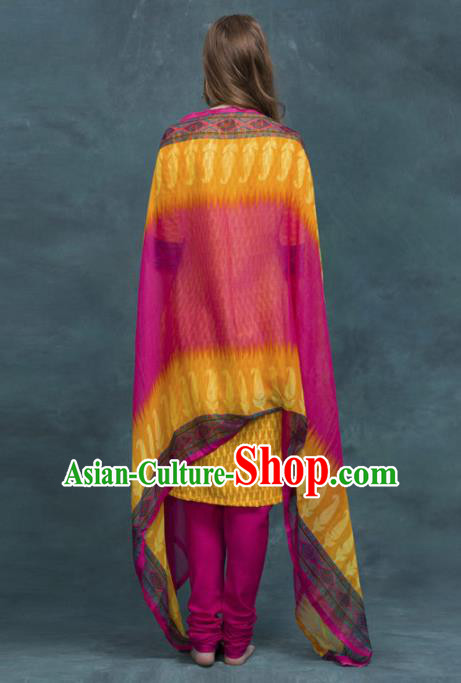 South Asian India Traditional Yellow Costume Asia Indian National Punjabi Suit for Women