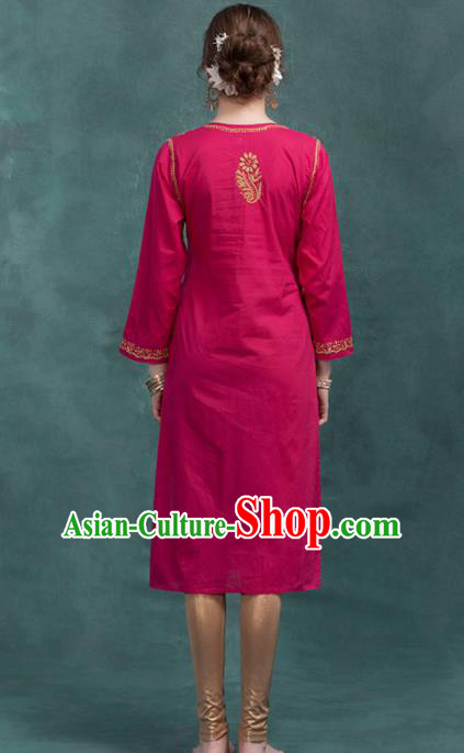 South Asian India Traditional Rosy Dress Costume Asia Indian National Punjabi Suit for Women