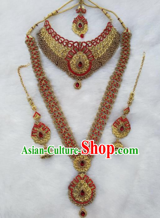 South Asian India Traditional Jewelry Accessories Indian Bollywood Necklace Earrings Hair Clasp for Women