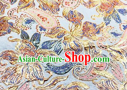Chinese Traditional Peony Pattern Design Silk Fabric Blue Brocade Tang Suit Fabric Material