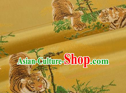 Chinese Traditional Tigers Pattern Design Silk Fabric Golden Brocade Tang Suit Fabric Material