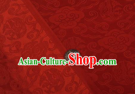 Chinese Traditional Clouds Pattern Design Silk Fabric Red Brocade Tang Suit Fabric Material