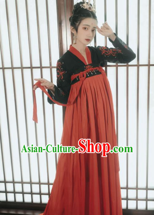 Ancient Chinese Tang Dynasty Historical Costume Traditional Court Lady Embroidered Hanfu Dress for Women