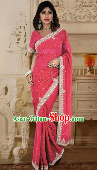 Indian Traditional Bollywood Court Pink Sari Dress Asian India Royal Princess Costume for Women