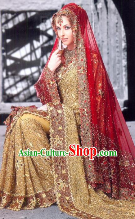 Indian Traditional Wedding Bride Sari Dress Asian India Bollywood Princess Costume for Women