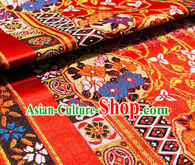 Chinese Traditional Peony Pattern Design Red Brocade Hanfu Silk Fabric Tang Suit Fabric Material
