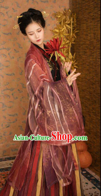 Asian Chinese Traditional Jin Dynasty Imperial Consort Historical Costume Ancient Princess Embroidered Hanfu Dress for Women
