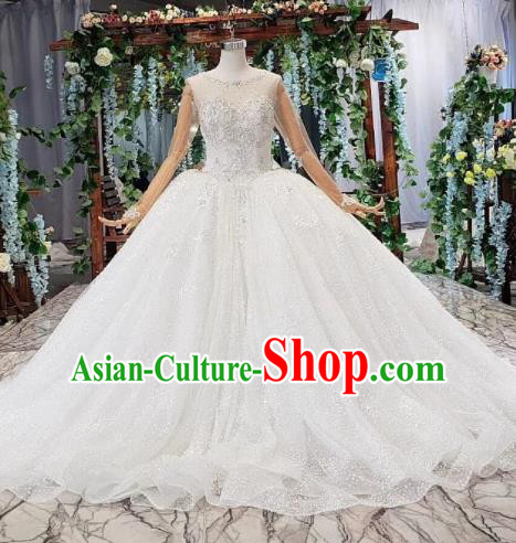 Top Grade Customize Bride Trailing Full Dress Court Princess Wedding Costume for Women