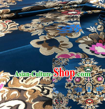 Chinese Traditional Hanfu Silk Fabric Classical Pattern Design Navy Nanjing Brocade Tang Suit Fabric Material