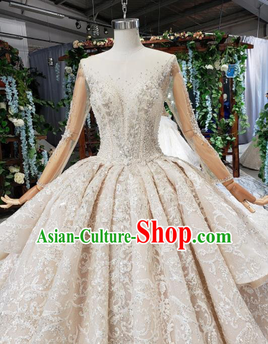 Top Grade Customize Bride Embroidered Pink Trailing Full Dress Court Princess Wedding Costume for Women