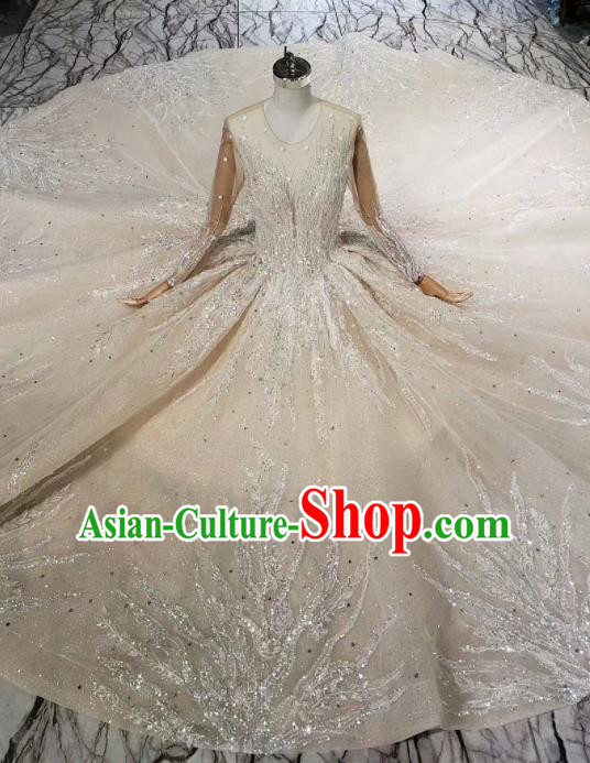 Handmade Customize Embroidered Trailing Wedding Dress Court Princess Bride Costume for Women