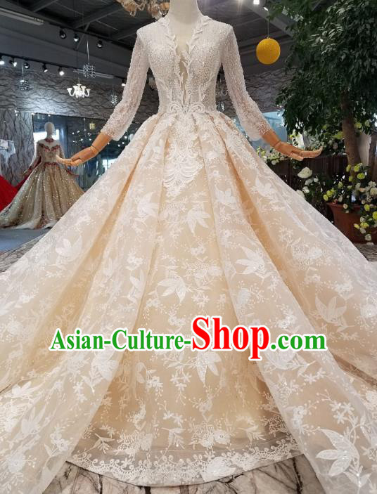 Customize Handmade Princess Trailing Dress Wedding Court Bride Costume for Women