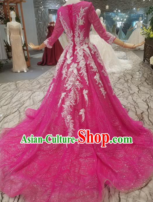 Top Grade Customize Catwalks Rosy Veil Full Dress Court Princess Waltz Dance Costume for Women