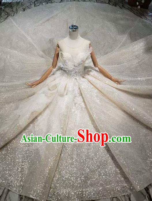 Handmade Customize Princess Shimmer Trailing Wedding Dress Court Bride Embroidered Costume for Women