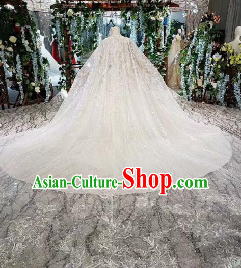 Handmade Customize Princess Trailing Wedding Dress Court Bride Embroidered Costume for Women