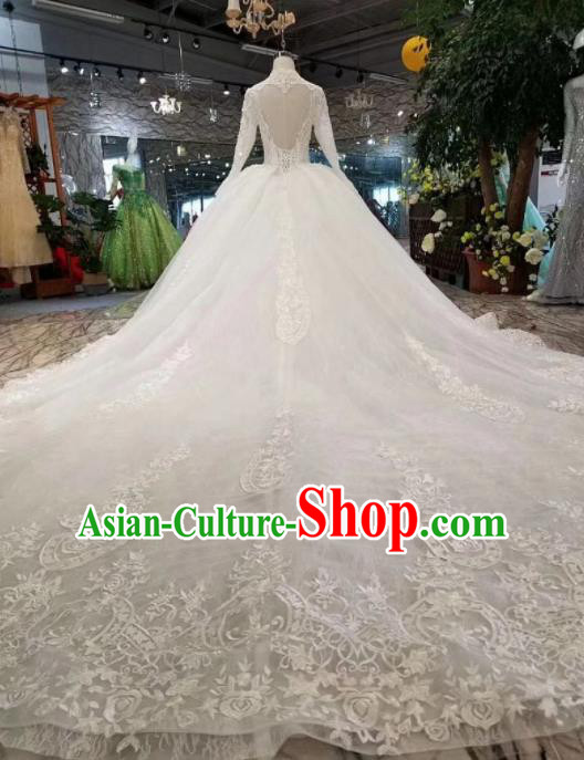 Handmade Customize Princess Lace Wedding Dress Court Bride Embroidered Costume for Women