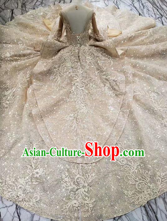 Handmade Customize Princess Champagne Wedding Mullet Dress Court Bride Embroidered Costume for Women